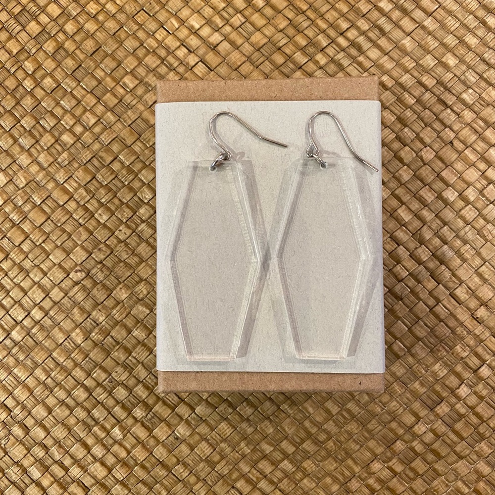 Clear Acrylic Hexagon Earrings